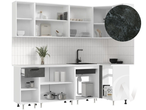 Кухня Рио NEW ЛДСП 2;4х1;0м (белый/бетон светлый; бетон темный/кастилло темный)