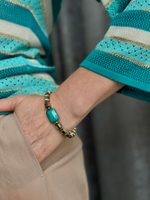 Браслет из гематита и ювелирного стекла. На любое запястье. С регулировкой длины.