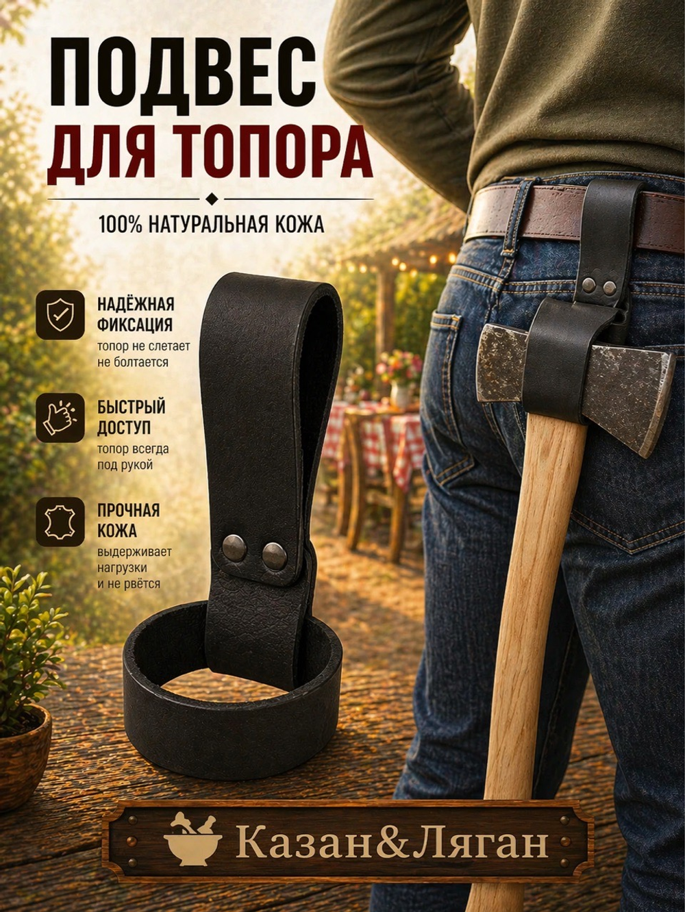 Подвес ременной под топор кожаный