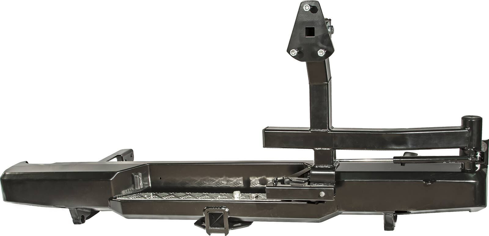 Бампер силовой задний Toyota Hilux 2005-2014 с квадратом под фаркоп, калиткой, подсветкой номера РИФ