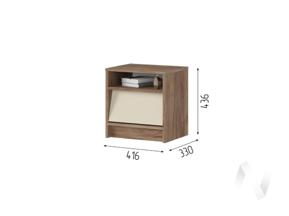 Тумба прикроватная ТБ 01 МС Рейн (дуб крафт табачный/кашемир)