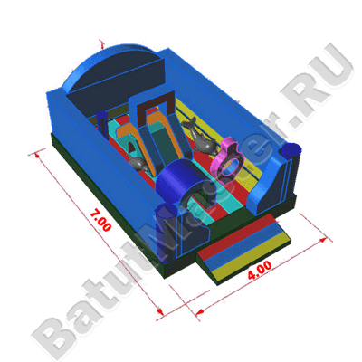 Коммерческий надувной батут "Морские обитатели"