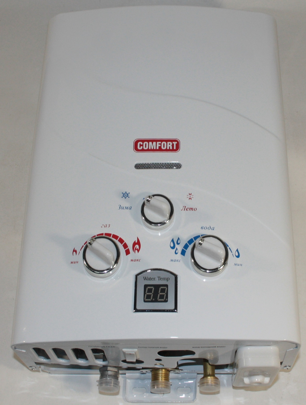 Газовая колонка Комфорт Comfort 10 C белая с дисплеем (зима/лето)