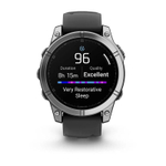 Умные часы Garmin Fenix E, 47 мм, AMOLED, stainless steel with a black silicone band