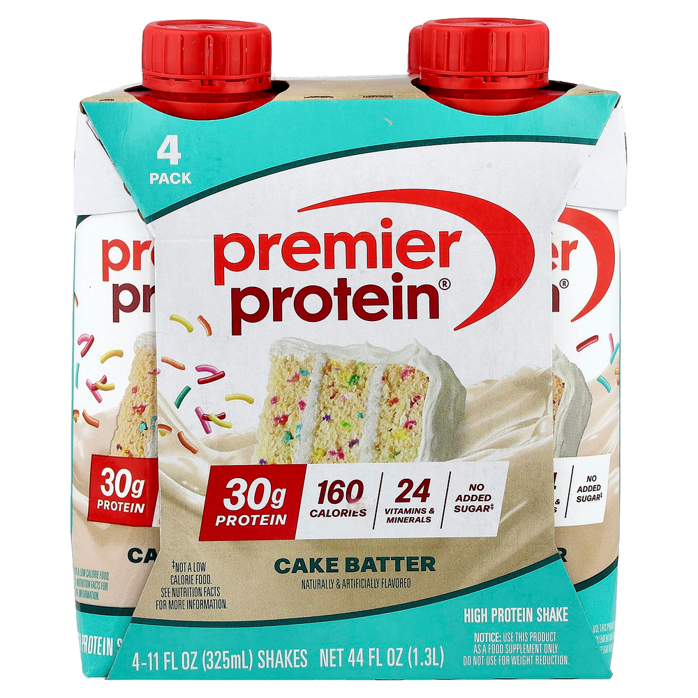 Premier Protein, High Protein Shake, Cake Batter, 4 Shakes, 11 fl oz (325 ml) Each