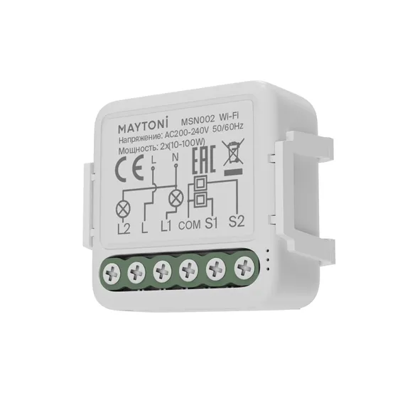 Wi-Fi выключатель двухканальный (без нуля) 200Вт Lighting control msn002