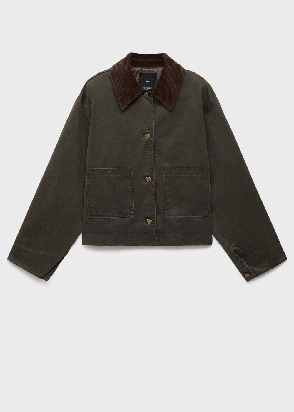 MANGO Джинсовая парка с бархатным воротником, хаки