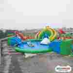 Надувной аквапарк с бассейном и горками «Дино Парк», 19,67×19,67×5,68 м