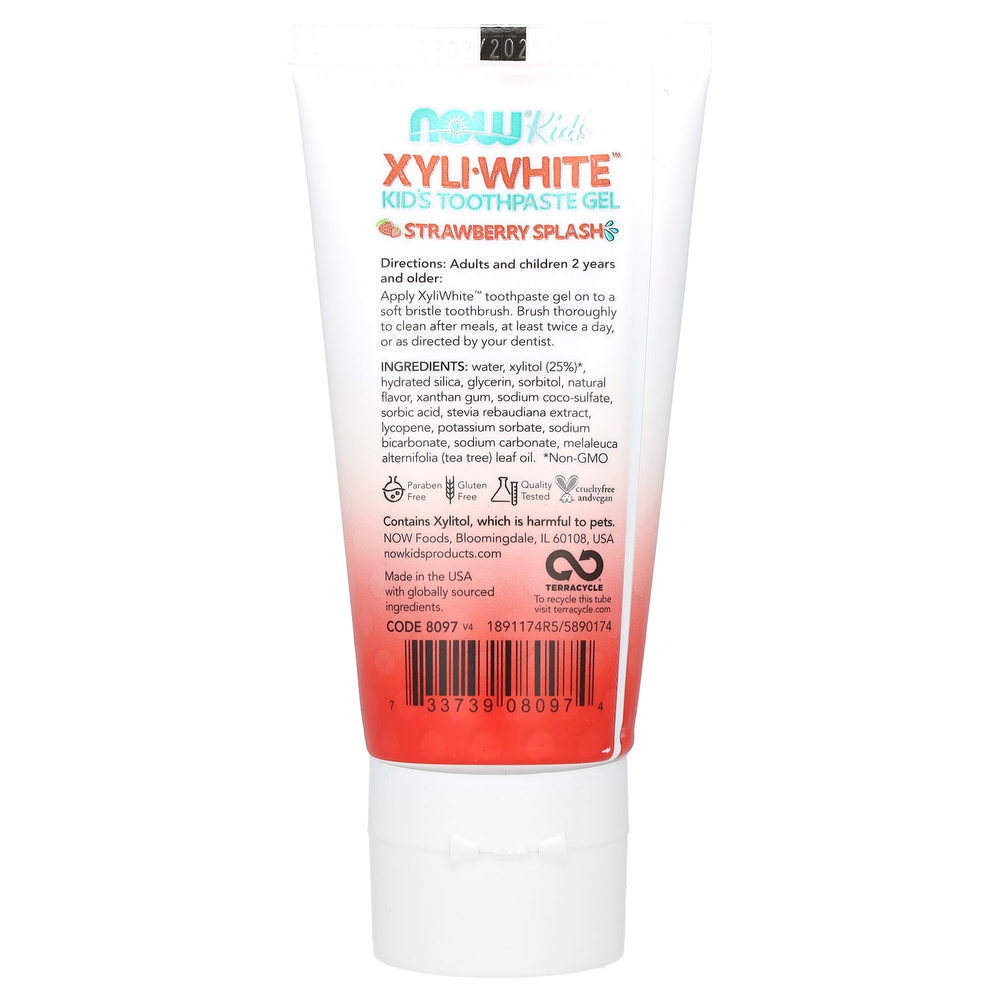 NOW Foods, XyliWhite, зубная паста-гель для детей, клубничный вкус, 85 г (3 унции)
