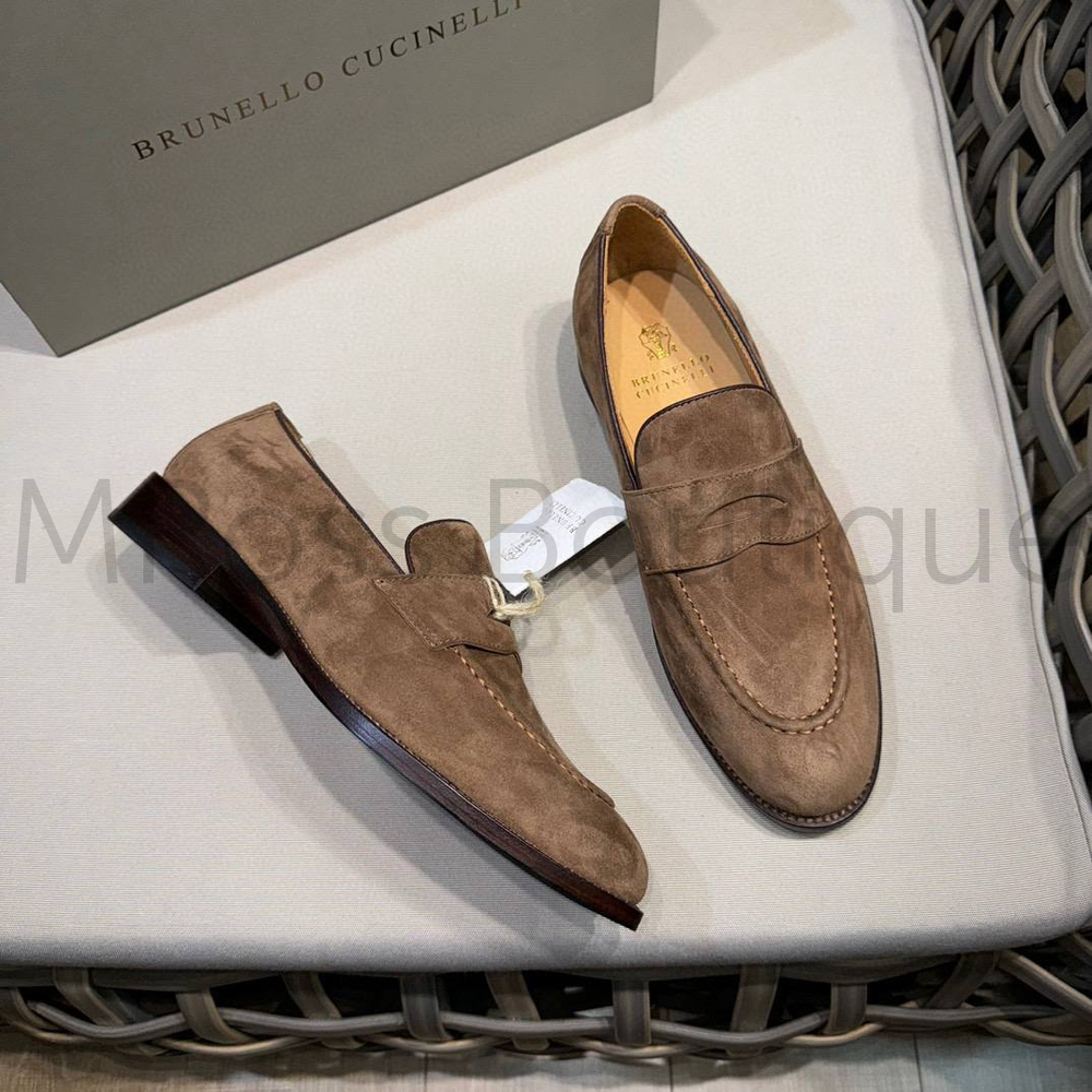 Мужские лоферы Brunello Cucinelli коричневого цвета
