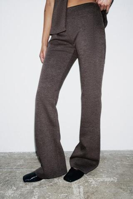 ZARA БРЮКИ FLARE, КОРИЧНЕВЫЙ МЕЛАНЖ