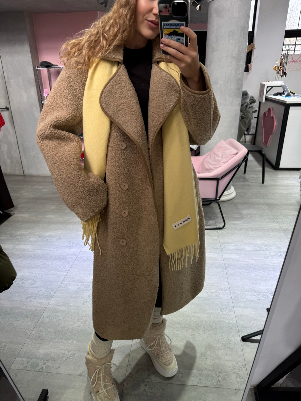 Дубленка Тэдди лонг бежевый