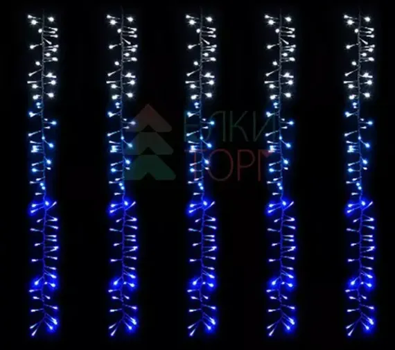 Светодиодная бахрома с эффектом бегущий огонь 2*1м., 24V, 320 LED ламп бело - синего цвета, прозрачный провод, Beauty Led (ESI320-SH10-1WB)