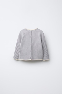 ZARA ДЖЕМПЕР С КОНТРАСТНОЙ ОТДЕЛКОЙ, НЕБЕСНО-ГОЛУБОЙ