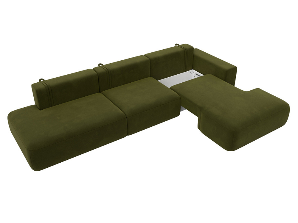 Диван угловой Лига-036 НПБ Модерн Лонг правый угол МИКРОВЕЛЬВЕТ Зеленый