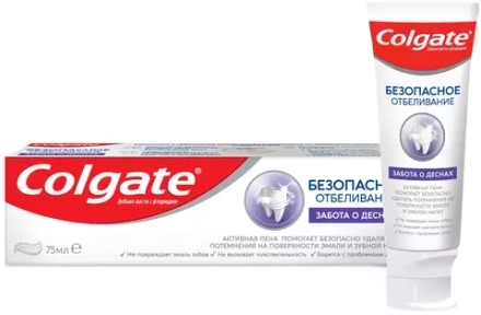 Зубная паста Colgate Безопасное отбеливание Забота о деснах отбеливающая, 75 мл