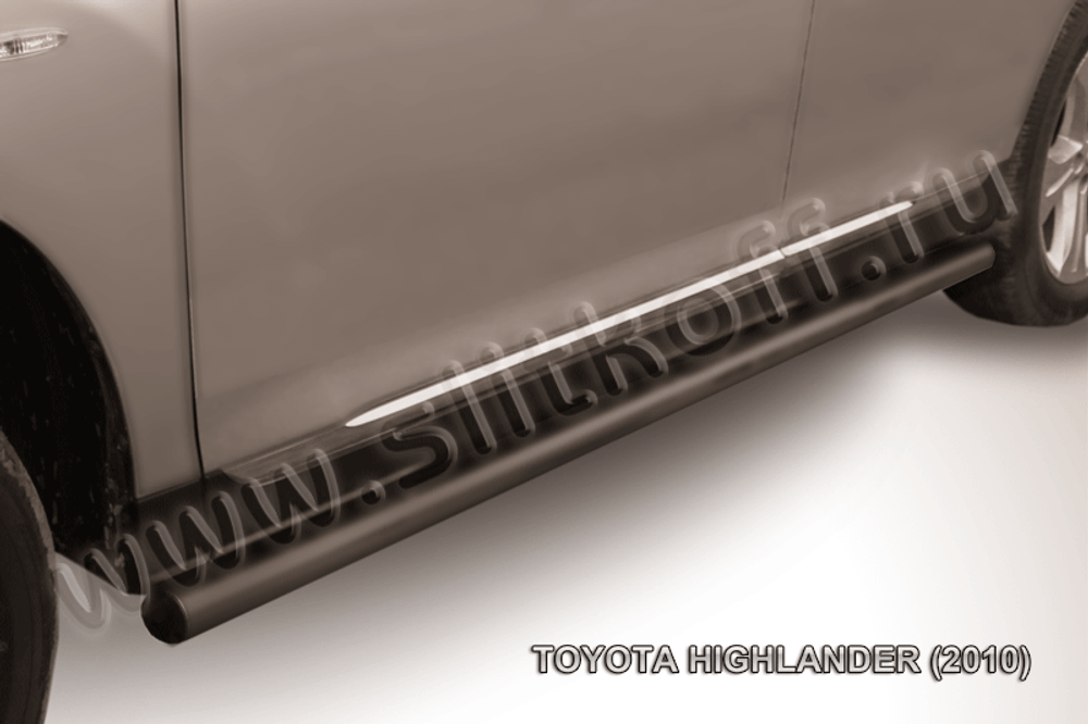 Пороги стальные Toyota Highlander (2010-2013) d57 труба (черные)