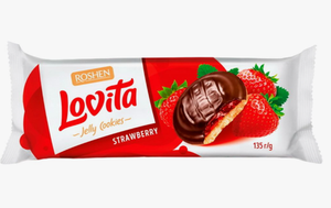Сдобное печенье Lovita Jelly Cookies со вкусом клубники 135 г