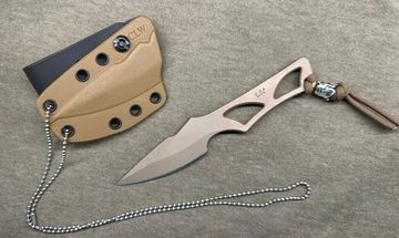 Нож "ENYO",ст.S45VN,кл.черн.,рук.с отверст.и лого,чех.черн.кайдекс,темляк