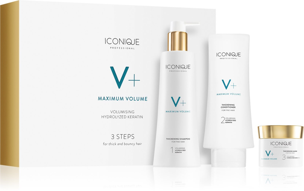 ICONIQUE Professional V+ Maximum volume 3 steps for thick and bouncy hair - подарочный набор (для придания объема волосам) /   / GTIN 2800018264870
