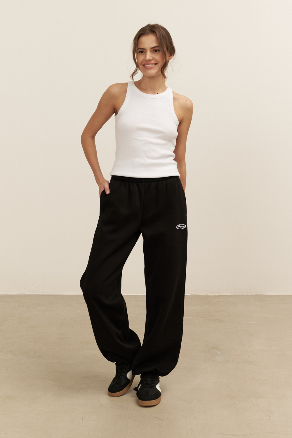 Брюки-трансформеры, с начесом, черные