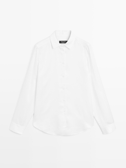 Massimo Dutti Струящаяся атласная рубашка, белый
