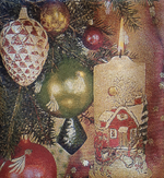 Декоративный гобеленовый чехол для интерьерной подушки Новогодние шары 38*38