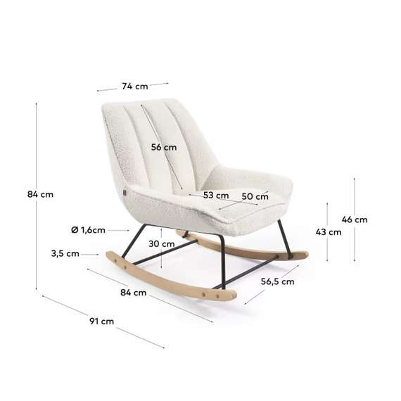 Кресло-качалка Marline, белое букле