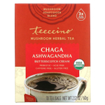 Teeccino, грибной травяной чай, чага и ашваганда, крем из ириски, без кофеина, 10 чайных пакетиков, 60 г (2,12 унции)
