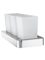 Три стакана для зубных щеток с держателем WONZON & WOGHAND LOTTE, Хром (WW-8338)