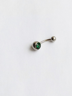 Банан для пупка, 1,6 х 10 мм, с камнем-конусом, зеленый