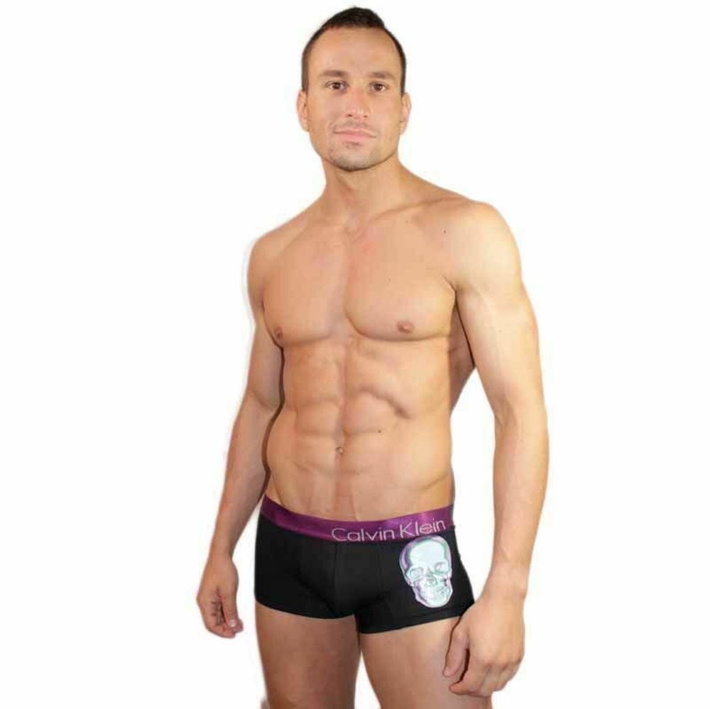 Мужские трусы хипсы черные с черепом Calvin Klein Boxer Black