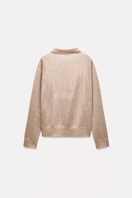 ZARA КАРДИГАН С ПАЙЕТКАМИ, БЕЖЕВЫЙ
