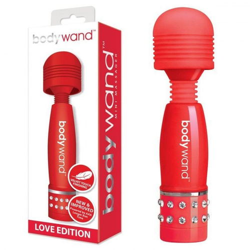 Жезловый мини-вибратор Bodywand Love Edition, 11 см, с кристаллами
