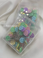 Булавки портновские с головками-пуговичками, 46 мм, 55 шт, разноцветные в кейсе