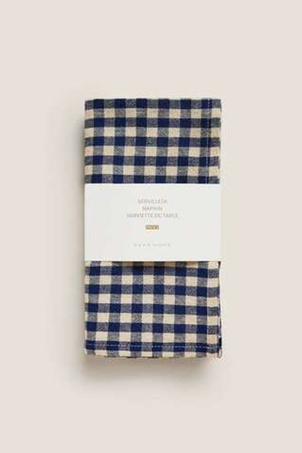 ZARA HOME КЛЕТЧАТАЯ САЛФЕТКА В КЛЕТКУ, СИНИЙ