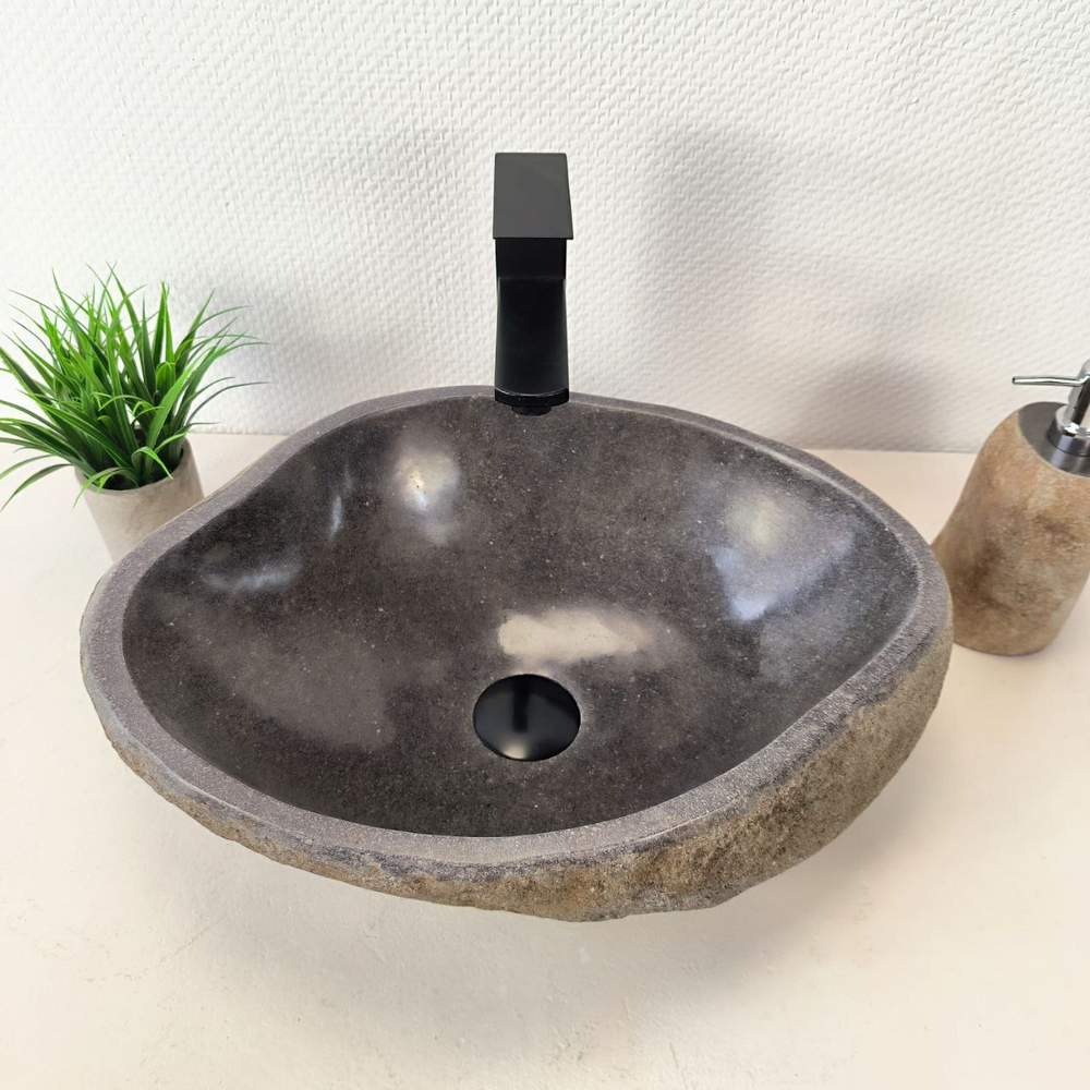 Раковина из речного камня RS-66012 48х34х15 из натурального камня