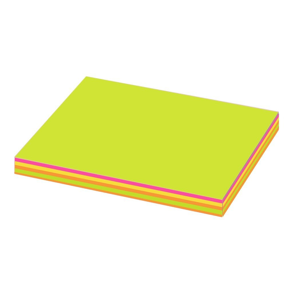 Блок для записей с клеевым краем, Alingar, 100 мм * 76 мм, 5 цветов, 100 л., "Неоновое ассорти", пакет с европодвесом