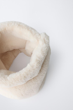 ZARA ВОРОТНИК ИЗ ИСКУССТВЕННОГО МЕХА, ЭКРЮ