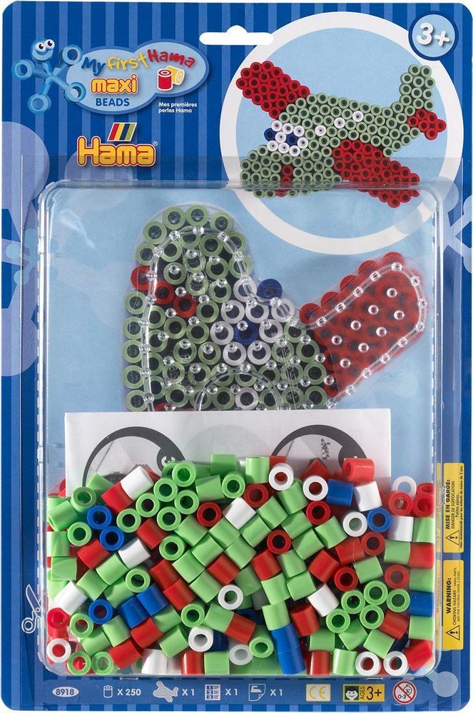 Hama Набор термомозаики MAXI 250 шт + основа самолет (8918)
