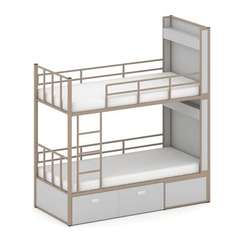 Overnight Кровать 2-х ярусная ON.K2-001 Серый/Металл Латте 2080*950*2260