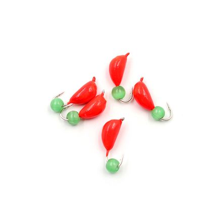 Мормышка безнасадочная ЯМАН "Банан" красный, d-3 мм, вес 0,5 г, кошачий глаз зеленый