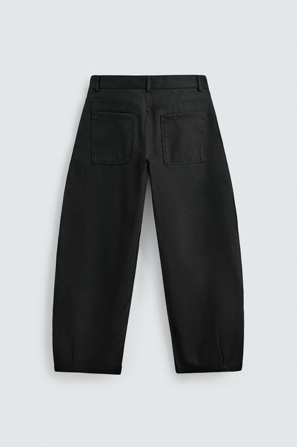 ZARA БРЮКИ BARREL FIT ИЗ ЛИОЦЕЛЛА И ХЛОПКА, ЧЕРНЫЙ