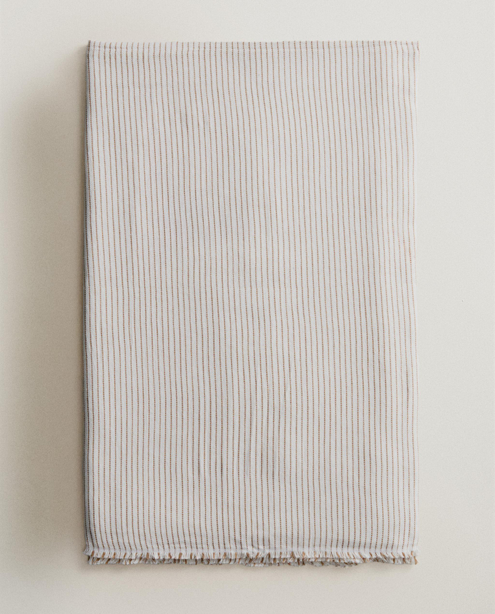 Zara Home плед из хлопка, коричневый, в полоску