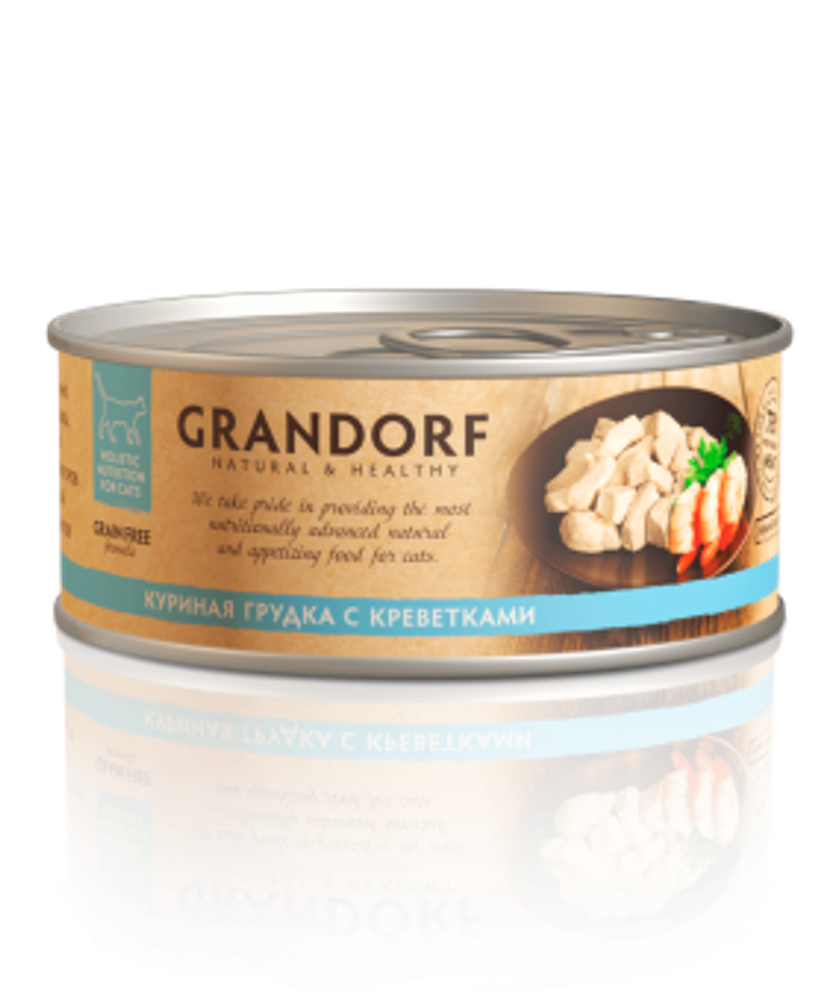 Grandorf 70г Влажный корм для кошек Chicken &amp; Prawn, беззерновой, куриная грудка с креветками