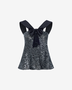 Топ из пайеток и бархата с бантом