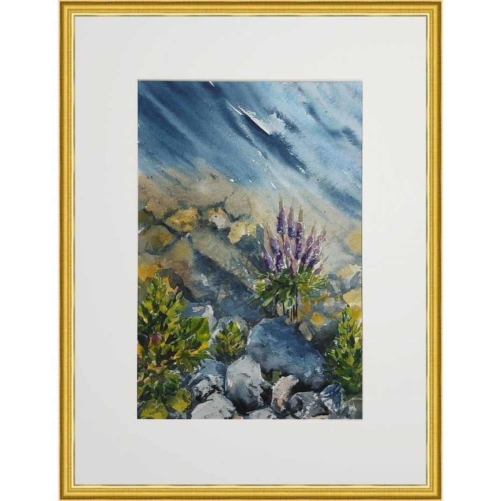 Картина авторская акварельная в паспарту 30х40 см на стену для интерьера "На причале"