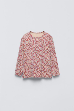 ZARA ПИЖАМА С ЦВЕТОЧНЫМ ПРИНТОМ, ЦВЕТ БУРГУНДСКОГО ВИНА