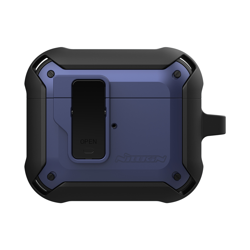 Чехол синего цвета от Nillkin серии Bounce Case для наушников AirPods 3, с карабином