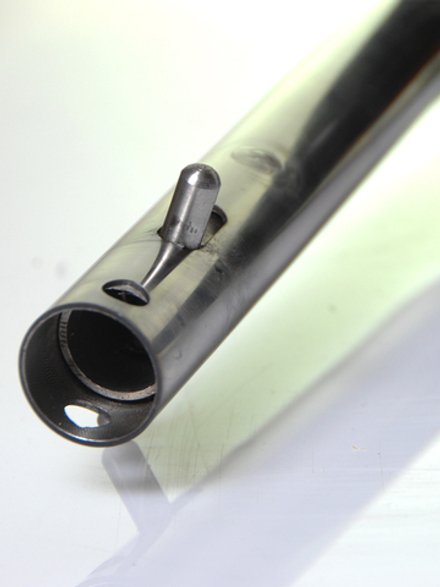 Левая стойка колёса транцевого перекидного, фланец "Ёжик" (для лодок НДНД), оцинковка